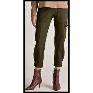 Quince Ultra Stretch Ponte Tapered Cargo Pants Pull On Dark Olive Green Medium